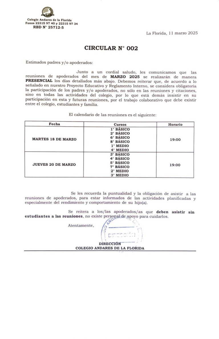 Reuniones de apoderadas y apoderados Marzo 2025